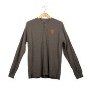 USC Trojans Men's Team Trojan Charcoal SC Interlock Embroidered Henley Long Sleeve Thermal Shirt